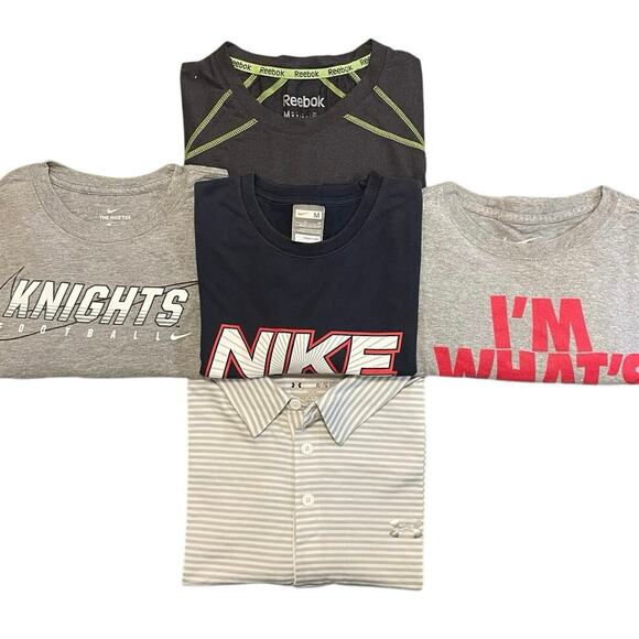 Reseller 5 Shirt Athletic Sportswear Bundle - Nike, Reebok, Under Armor - Picture 1 of 12